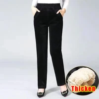 Autumn Winter Plush Thick Thin Elegant Women's Pants High Waist Fleece Pencil Pants Women Corduroy Leggings Office Lady Trousers - Image 2