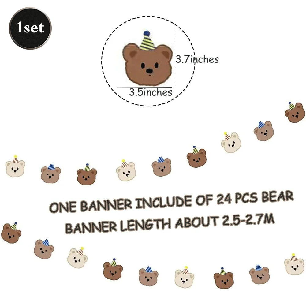 Kinder Teddybär Party Dekoration Filzhut Alles Gute zum Geburtstag Banner Folie Bär Nummer Luftballons Jungen 1. Geburtstag Babyparty Zubehör – Detail 31