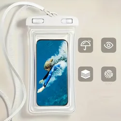 Universal IP68 Waterproof Phone Case Bag - Airbag Style Swim Cover (White)