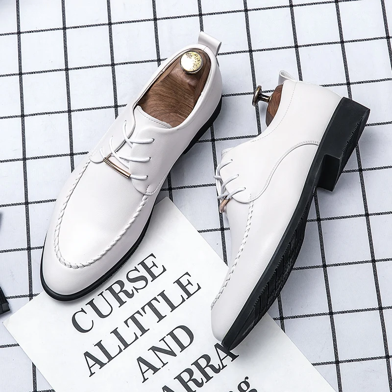 

Mens Fashion Original White Luxury Designer Shoes Male Casual Leather Shoes Men Wedding Dress Men Party Formal Business Shoes