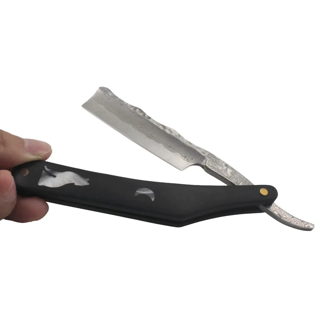 다마스커스 면도칼 - 남성용 샌달우드 빈티지 면도칼 - 다마스커스 스틸 이발사 면도칼 - 남성용 스트레이트 엣지 면도칼