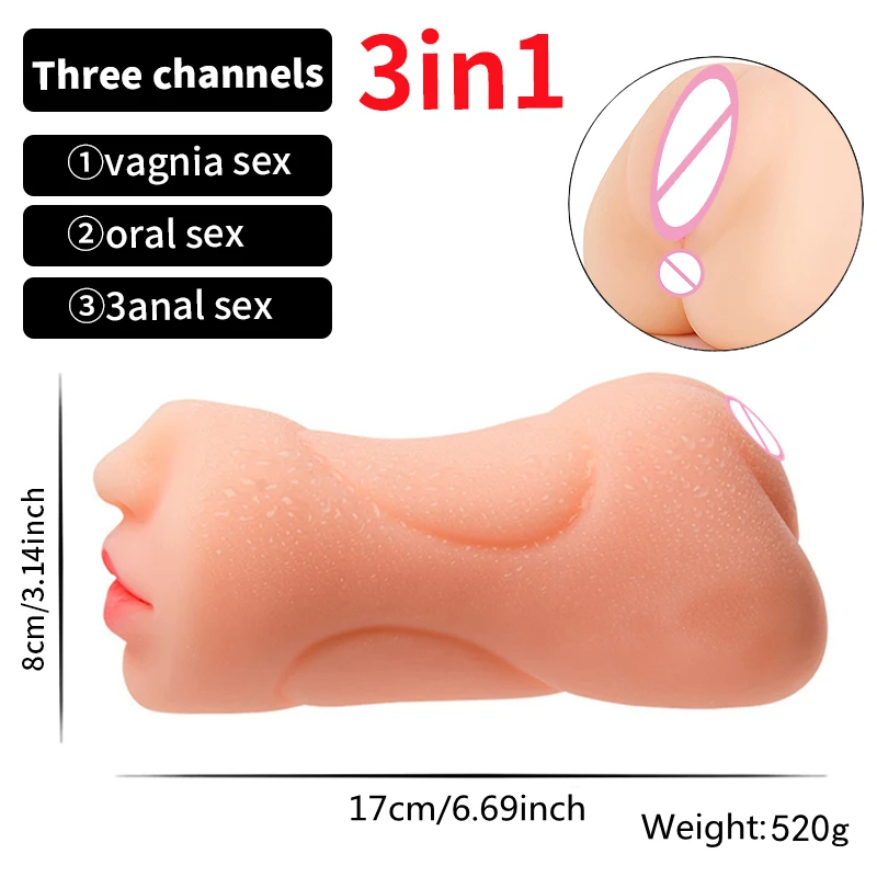 3 IN 1 Vaginal Anus Male Masturbator Oral Sex Real Deep Throat Masturbation Aircraft Cup Blowjob Pocket Pussy Sexy Toys for Men Se3cc4202eccc4a3288cb94b92082c3d00