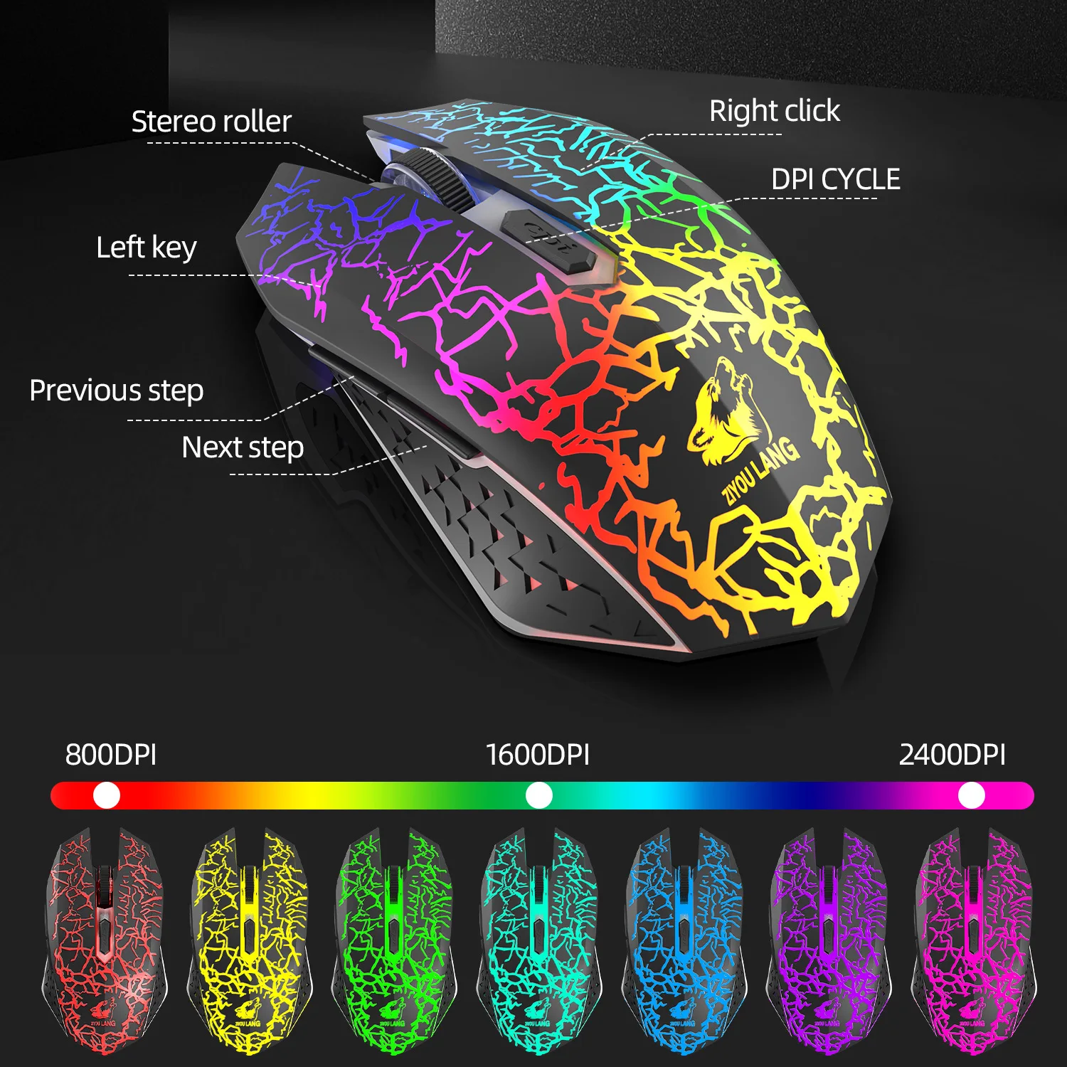 Conjunto de Teclado e Mouse sem Fio Retroiluminação Rgb Teclados Recarregáveis Combo para pc Gamer e Laptop 2.4g - Imagem 5