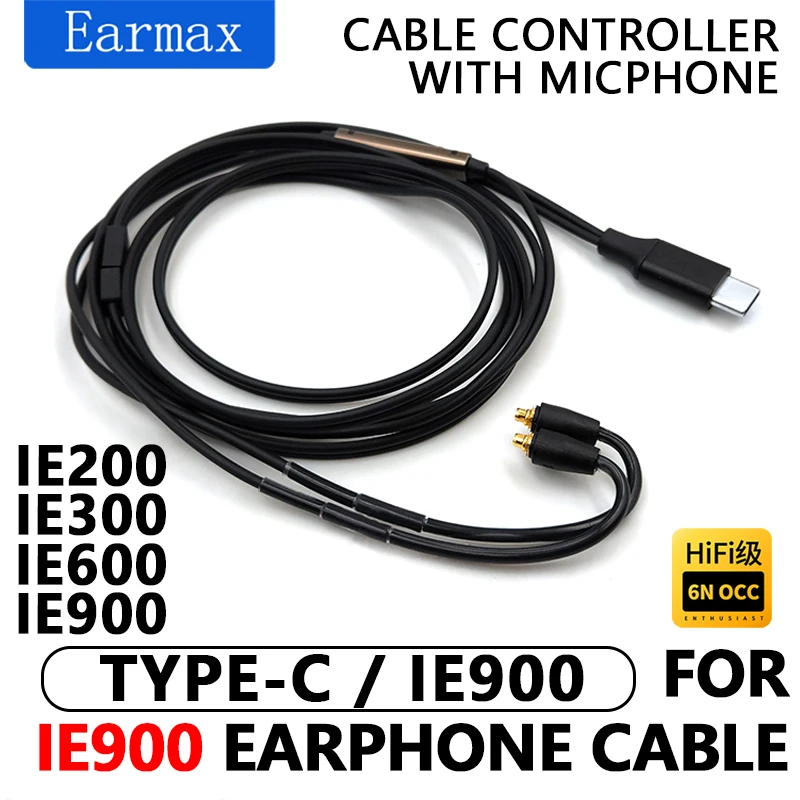 For sennheiser IE900 IE300 IE600 IE200 Replaceable HIFI Earphones TYPE-C USB-C to IE900 High-Purity Single Crystal Copper Cable