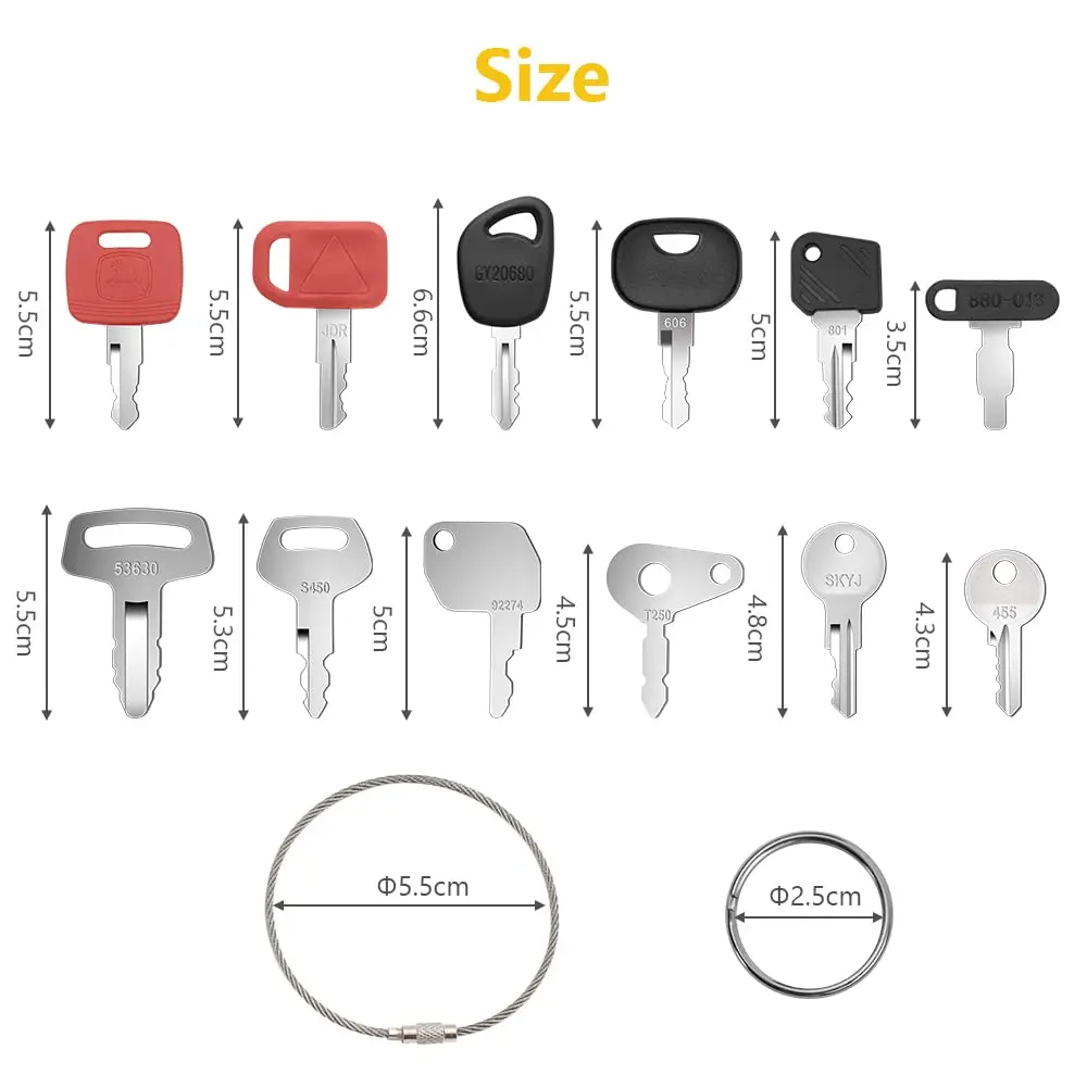 2023 12 Pcs Replacement Ignition Key Set Car Master Key Ignition Start Key For Tractors Agricultural Heavy Plant Machinery