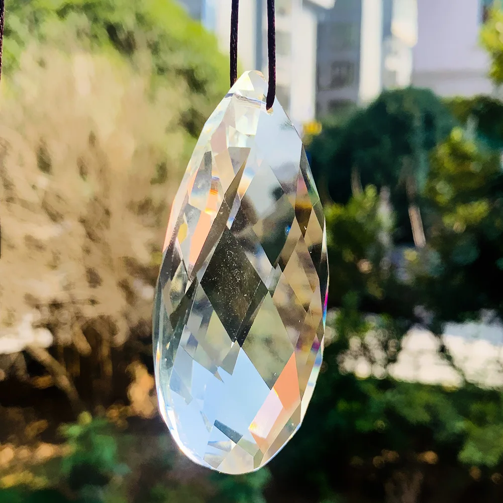 76mm Clear Hanging Crystal Angel Tear Prism Sun Catcher Chandelier Lighting Crystal Home Decor