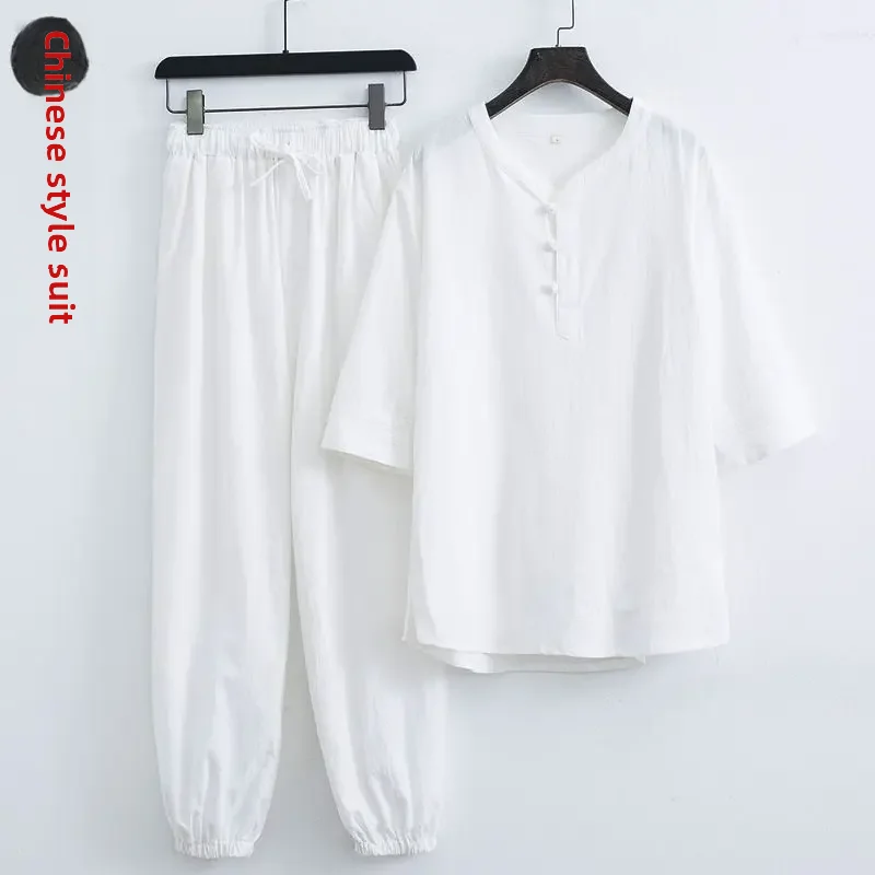 Men's Cotton Linen Suit White Kaftan Top for Meditation Relaxation Traditional Chinese Culture Men's Wear mens cotton linen suit