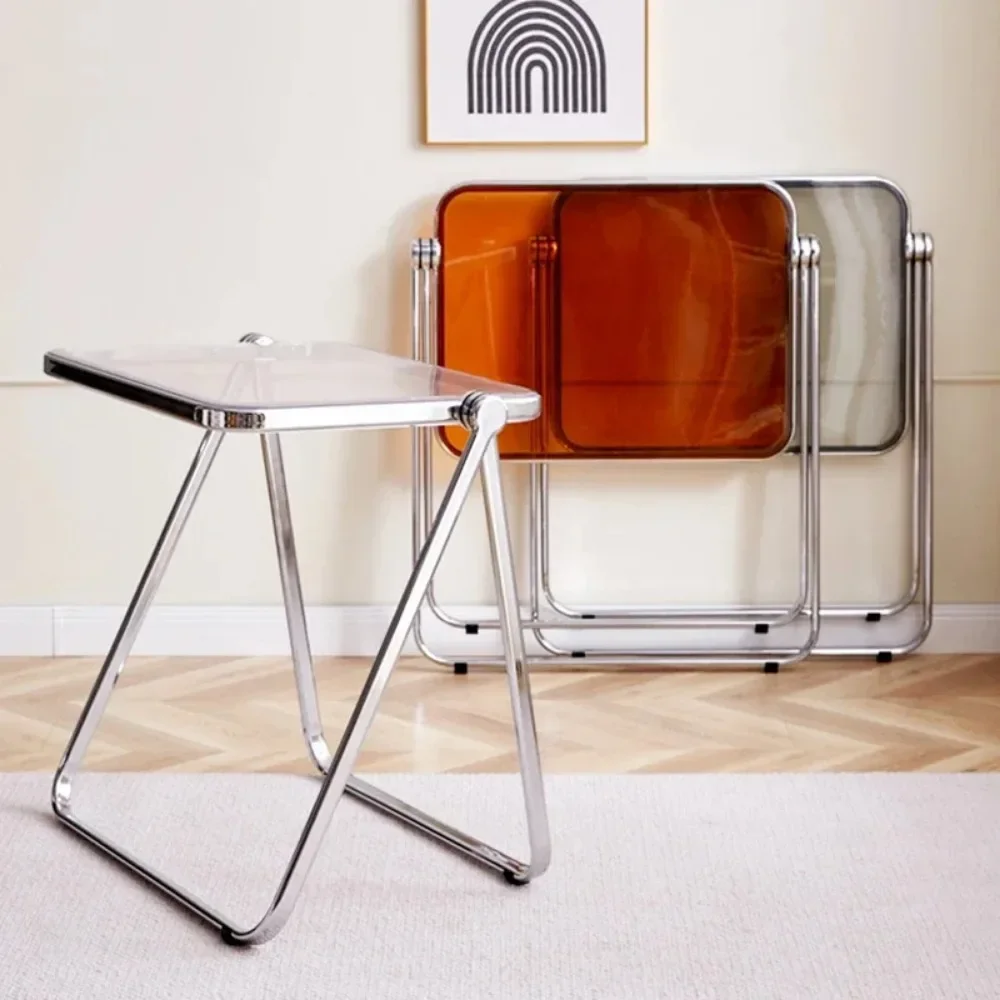 Acrylic Folding Desk Portable Small Table Study Desk Balcony Computer Table Mini Bedroom Bed Side Furniture Living Room