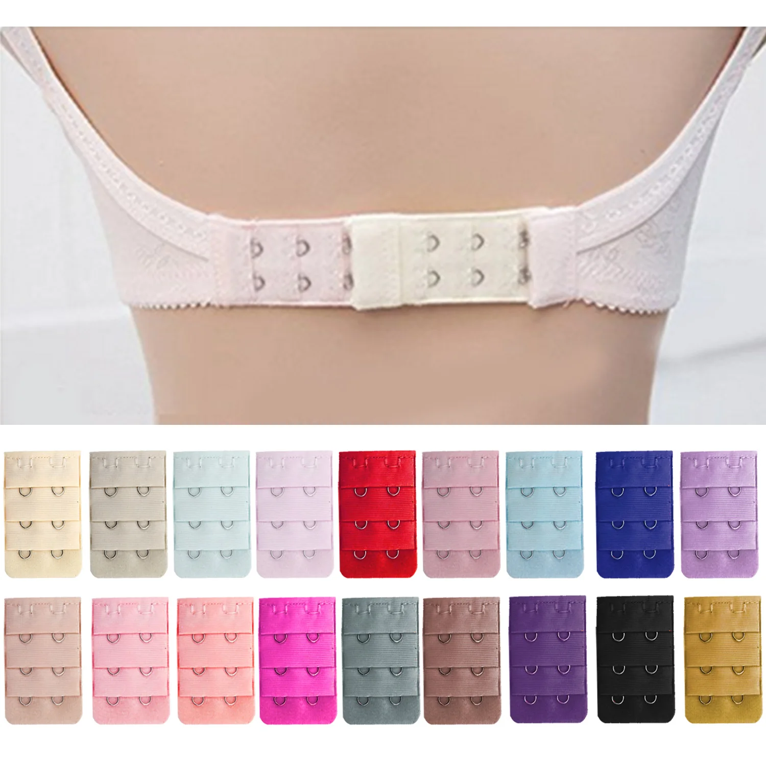 18PCSAssortedColorWomenBraExtendersBrassiereExtensionHooks3