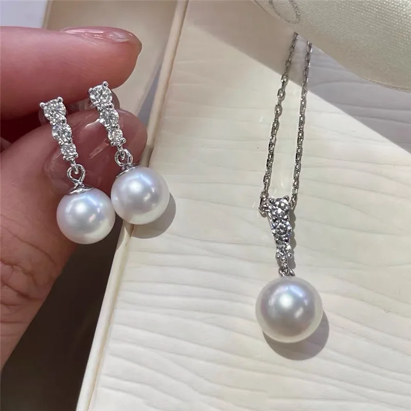 

hot AAAA++++ 6-7mm 7-8mm 8-9mm 9-10mm 10-11mm 11-12mm 12-13mm Gorgeous KOYA White ROUND pearl earring pendant 925s