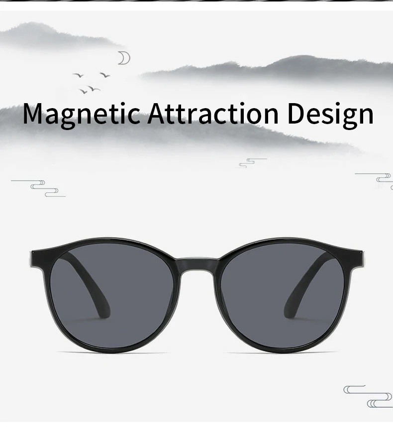 Xbora Magnetische Clip-On Sonnenbrille Frauen Fahren Polarisierte Runde Optische Gläser Männer Kleine Größe Brillen Tj2159 – Detail 2