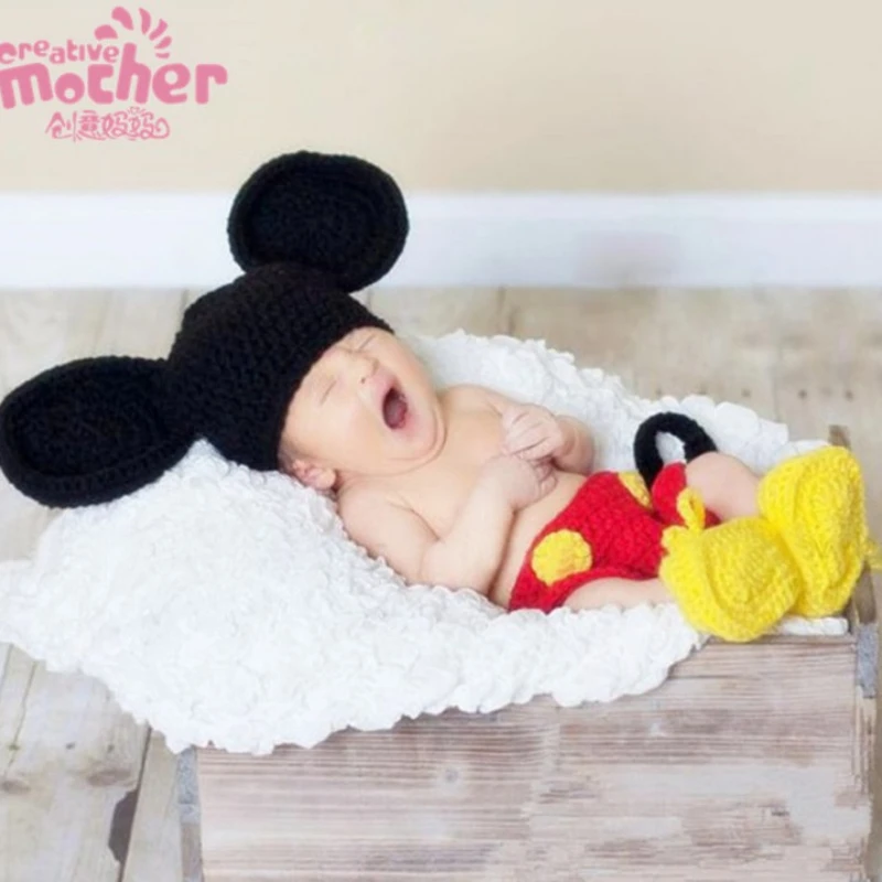 newborn-full-moon-baby-photography-style-clothing-children's-photography-woolen-clothing-infant-woolen-cartoon-sweater