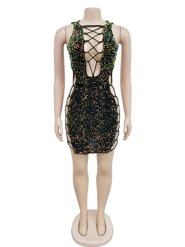 JET BLACK sexy cool dress✖︎GOLD★ Joskaa Sexy Glitter Sequins Mini Party Dresses Women Hipster