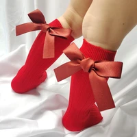New Winter Children's Socks With Bows Toddlers Girls Knee High Sock Cotton Soft Baby Long Tube Socken For Kids Stockings 6