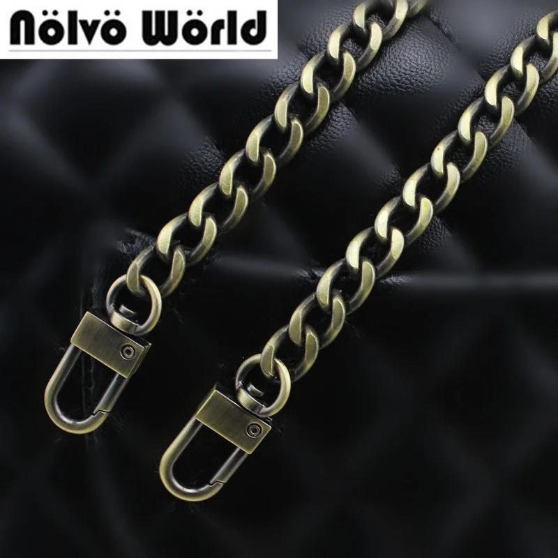 

1pcs 15pcs 9mm Wide Flat Oval Circle Ring Retro Brush Antique Brass Chain for women bags handbags purse adjusted webbing strap