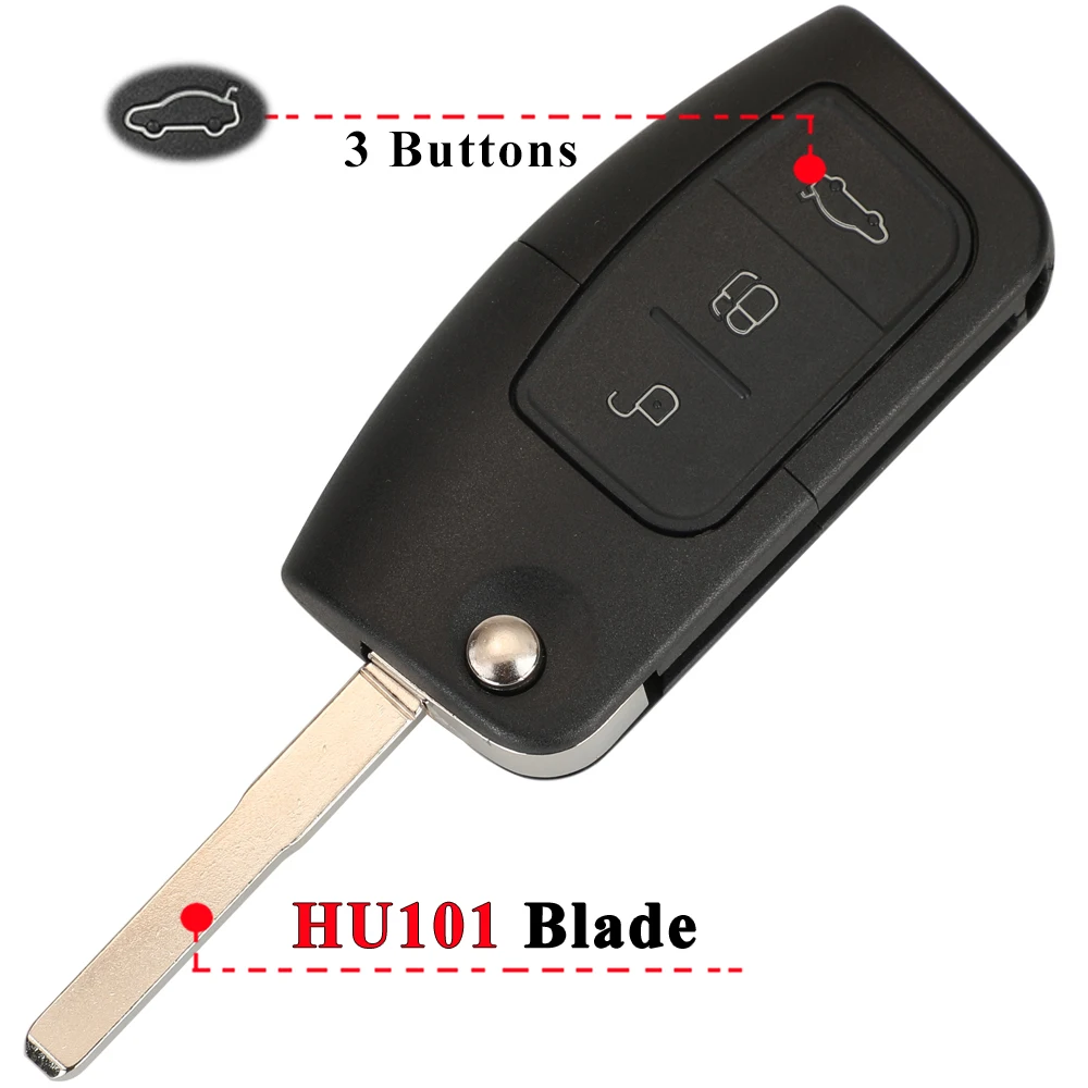 Enhanced Flip Folding Car Key Shell with 3 Buttons