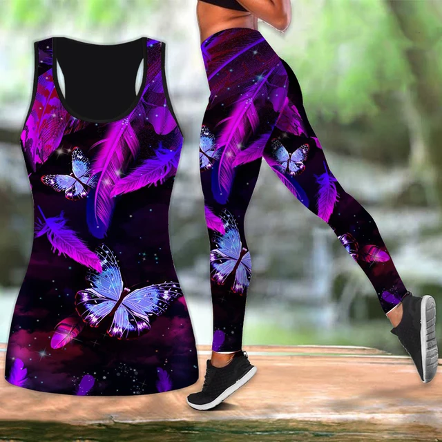 Moon Flower Butterfly Mandala Yoga Tank Top Leggings Yoga Outfit Fitness  Leggings Athletic Shirt Suit Xs-8xl - Pants & Capris - AliExpress