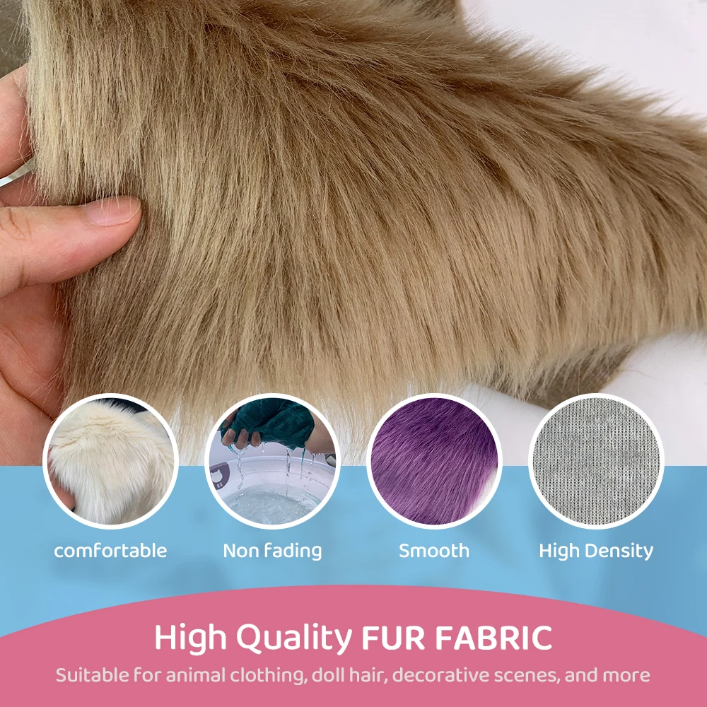 Luxurious Faux Fur Fabric - Medium Thickness, 2.5cm Long Pile, 30x50cm, Ideal for Cosplay and Creative Projects