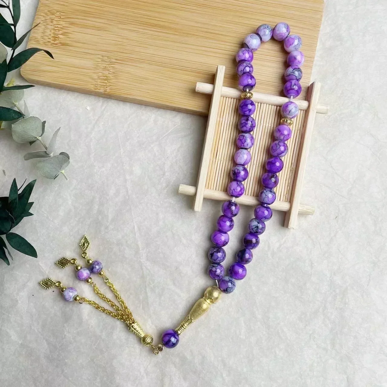Glass Tassel Turkish Muslim Rosary Islamic Prayer Beads Bracelet 10mm 33pcs For Women Jewelry Tasbih Tasbeeh Allah Mohammed