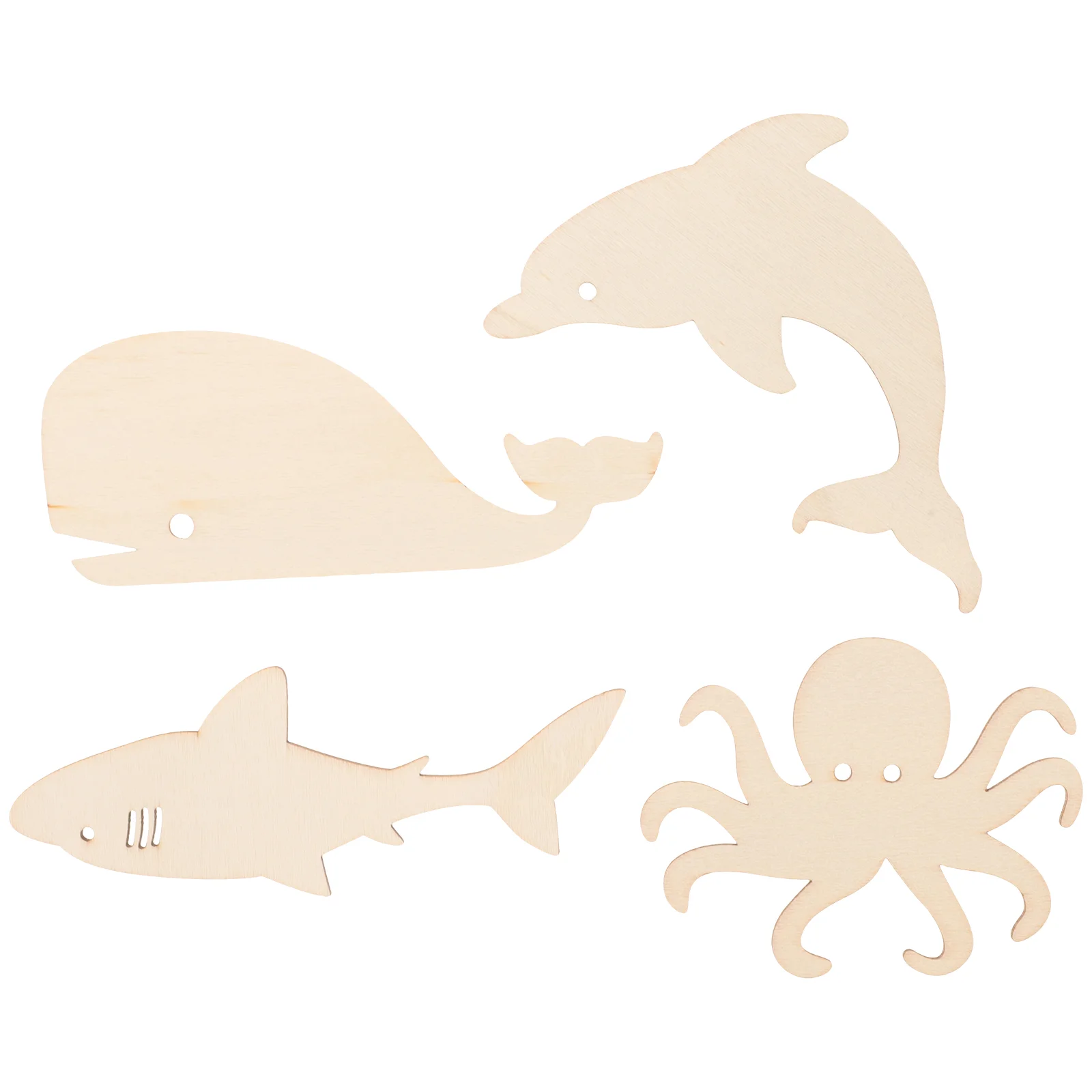 

24pcs Scrapbooking DIY Handmade Crafts DIY Wood Slices Ocean Animal Wood Cutouts