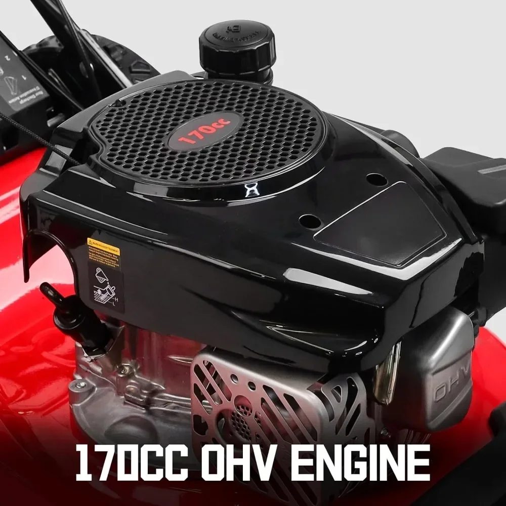 Self Propelled Gas Lawn Mower 21-Inch with 170cc Engine, 3-in-1 Enhanced Steel Deck, Large Wheels Lawn Mower