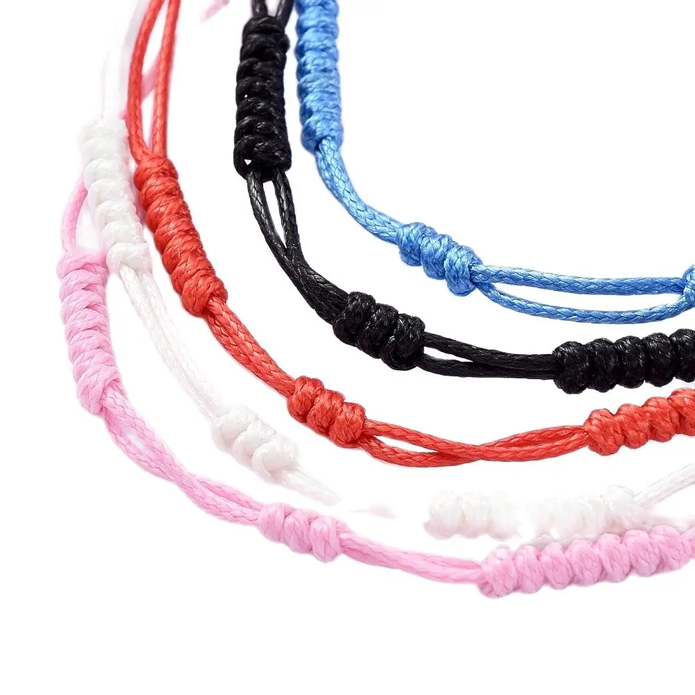 Kissitty 15 Sets Simple Braided Waxed Cord Adjustable Rope Chain Braid Bracelets For DIY Bracelet Making Women Handmade Gift