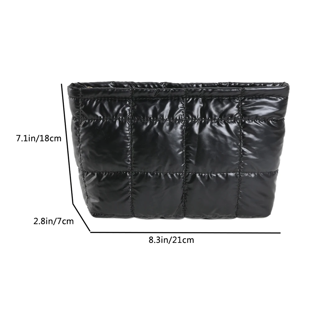 Women Makeup Pouch Padded Quilted Makeup Storage Bag Puffer Makeup Bag Large Cosmetic Organizer Bag Clutch Handbag Beauty Case