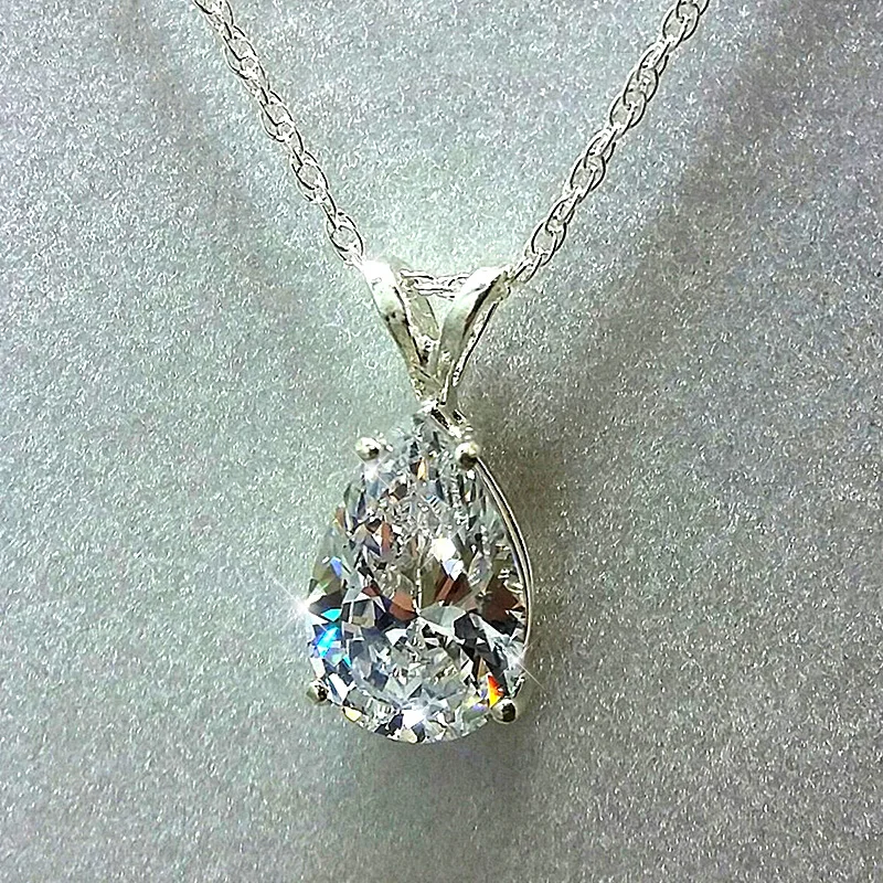

Huitan Water Drop Cubic Zirconia Crystal Ladies Necklace Simple and Elegant Women's Accessories Gift Wedding Jewelry