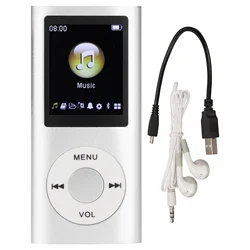 Slim Portable MP3 Music Player with 1.8 Inch LCD Screen and Multifunctional Features (Silver)