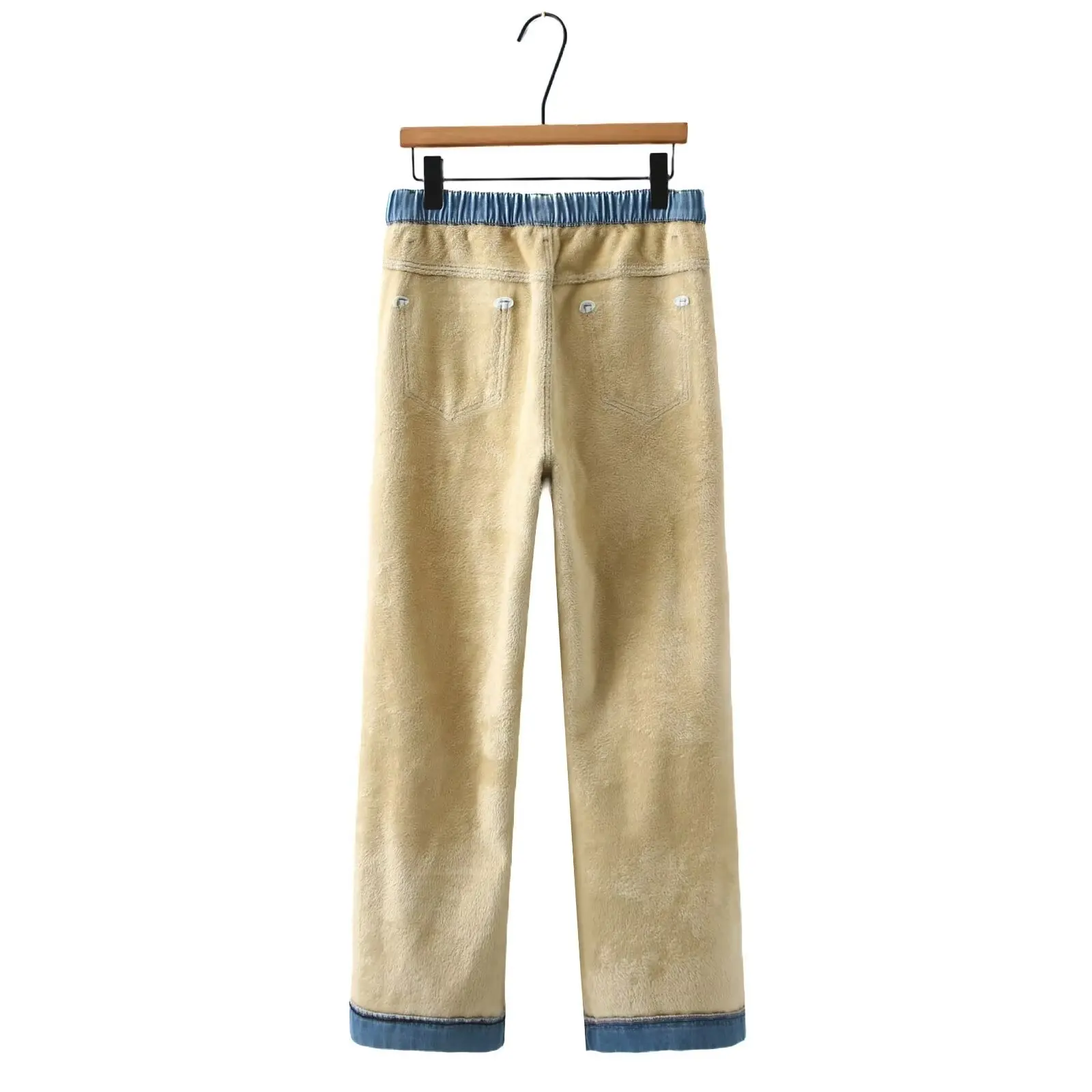 XXXXL Fashion Plus Size Women's Jeans Winter Style three-dimensional Cut Fleece Warm Denim Straight Leg Full Length Pants 6556