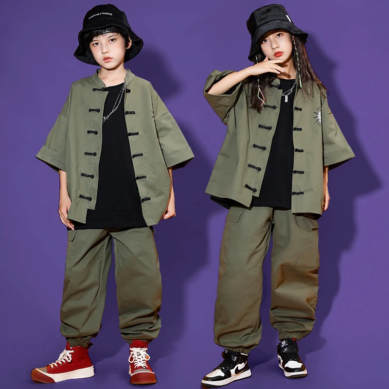 

Teen Kids Modern Dance Clothes Chinese Style Hip Hop Costume Catwalk Concert Show Outfit Girls Tops Pants Boys Rave Wear BL8940