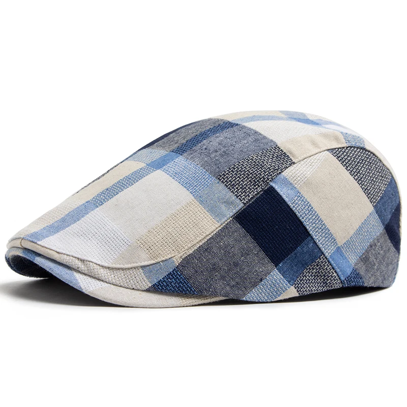 Beret Hat Multicolour Plaid Women Casual Sun Visor Flat Vintage Fashion Men Newsboy Caps Summer Button Adjustable