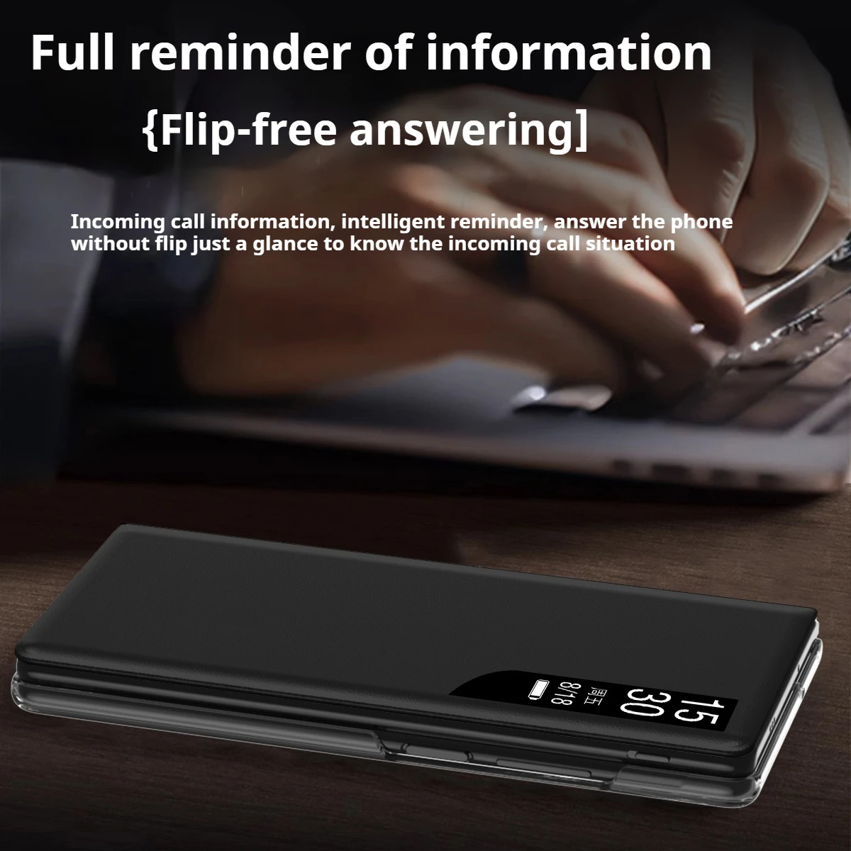 Étui à rabat en cuir Smart View pour Xiaomi Mix Fold 4 Smart Wake Sleep Call ID Display avec support_voghion.com