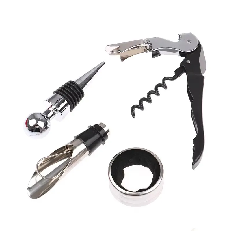 Professional Wine Opener Gift Set Stainless Steel Bottle Opener and Vacuum Stopper Wine Pourer Kitchen Accessories Bar Tool