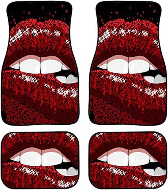 Red Lips Kiss Valentine's Day Love Car Floor Mats Universal Fit