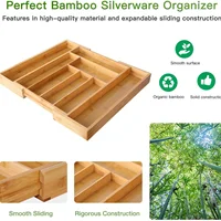 Adjustable Expandable Bamboo Drawer Organizer for Kitchen,Bedroom or Living Room-Ideal for Organizing Cutlery,Silverware& Knives 5
