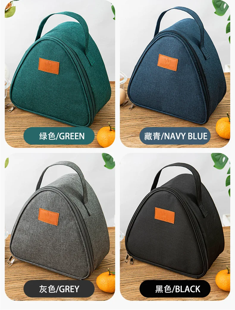 Dreieckige Isoliertasche aus Aluminiumfolie, Thermokühler, Lunchtasche, Studenten-Reisbällchen-Tasche, Lunchbox, Bento-Frühstüktragetaschen – Detail 12
