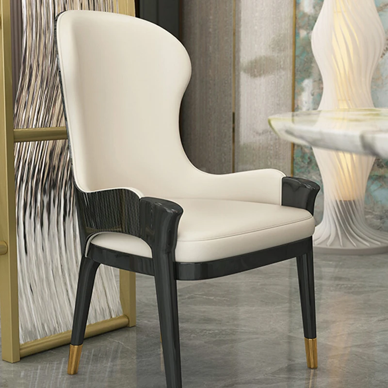 

White Garden Dining Chairs Wood Cushion Office Design Luxury Metal Chair Ergonomic Adults Library Silla Salon Minimalist Decor