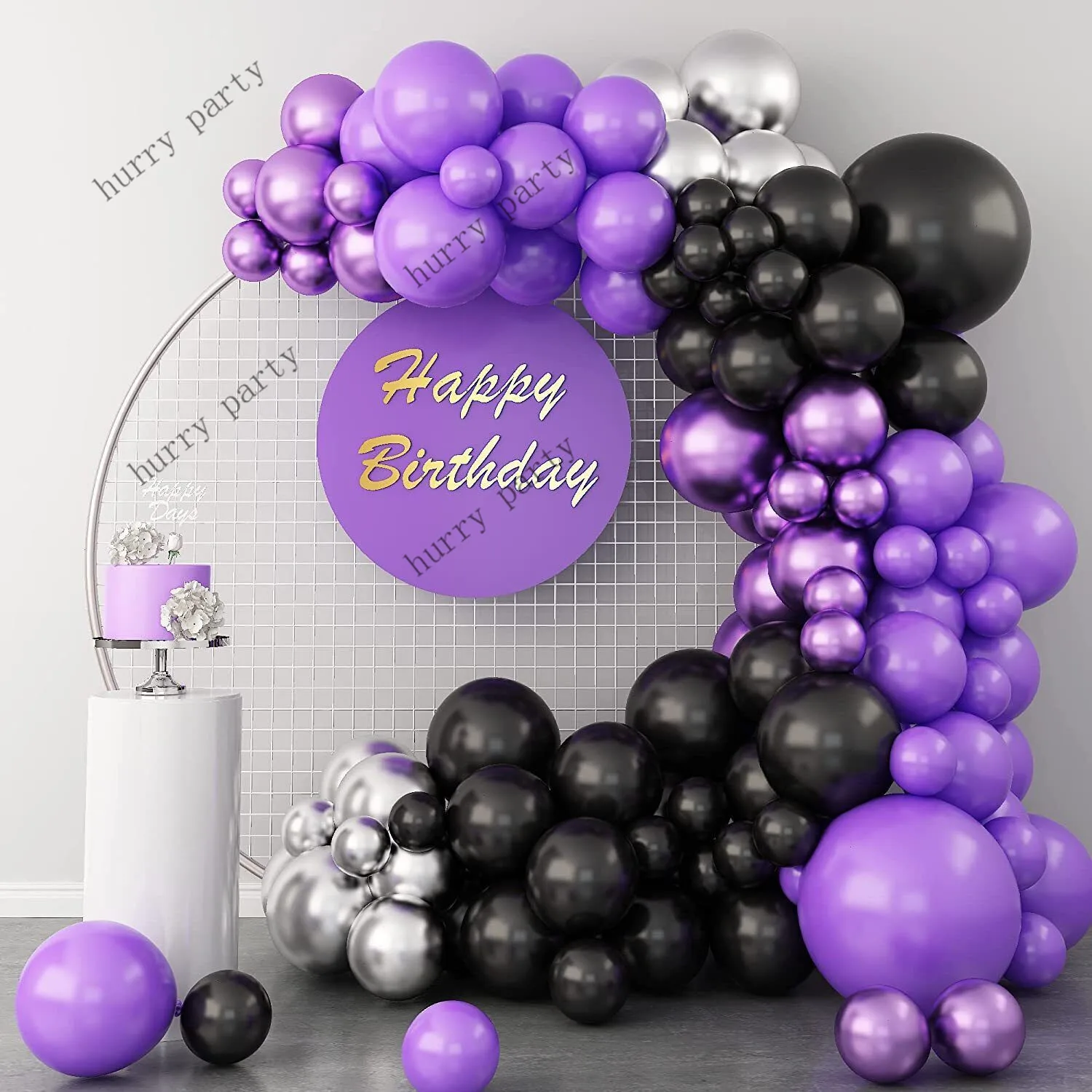 

102pcs Purple Balloon Arch Kit Black Ballon Garland For Toy Kid Party First Birthday Decoration Helium Air Globos