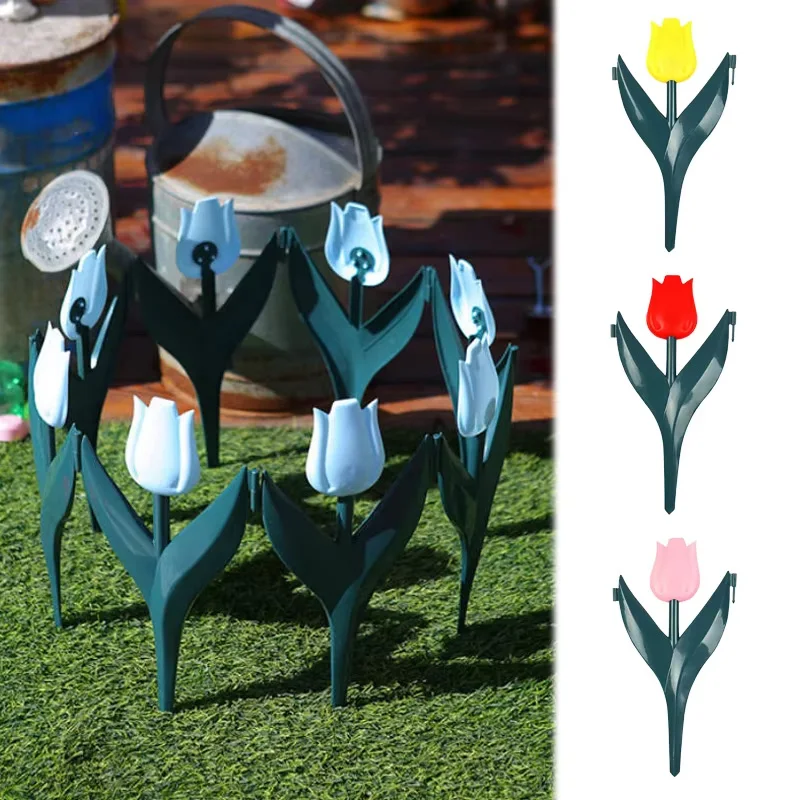 Simulation Tulip Flower Garden Fence 10PCS Plastic Colourful for Outdoor Yard Lawn Decor Border Lawn Fence Gardening landscaping garden fence