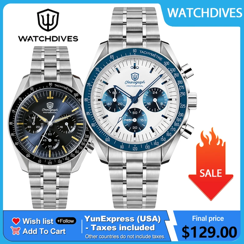 Watchdives WD1863 39mm Watch VK63 Quartz Chronograph Movement