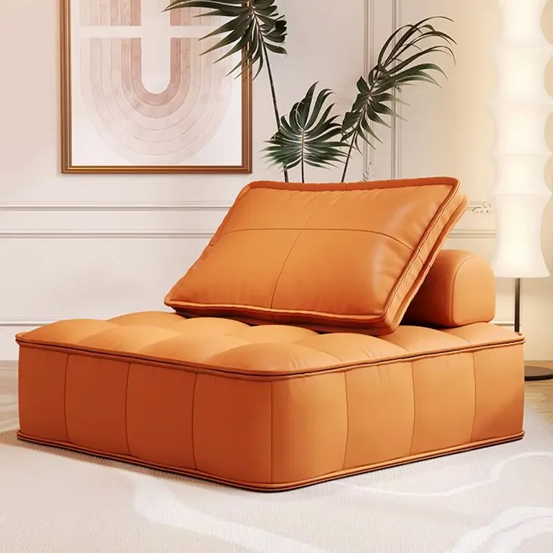 Lazy Armless Floor Sofa Soft Fireside Chair for Adults Bedroom Balcony Living Room Single Seated Foam Sofa with Removable Pillow