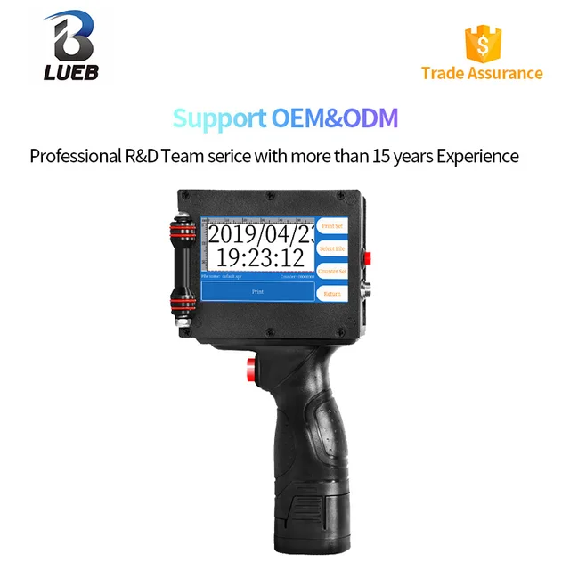 25.4 Mm 2019 Ipari Gyártó Wifi Mini Kézi Tintasugaras Nyomtató Képernyő Egyetlen Színű Oldószer Alapja A Falfestményhez - Image 2