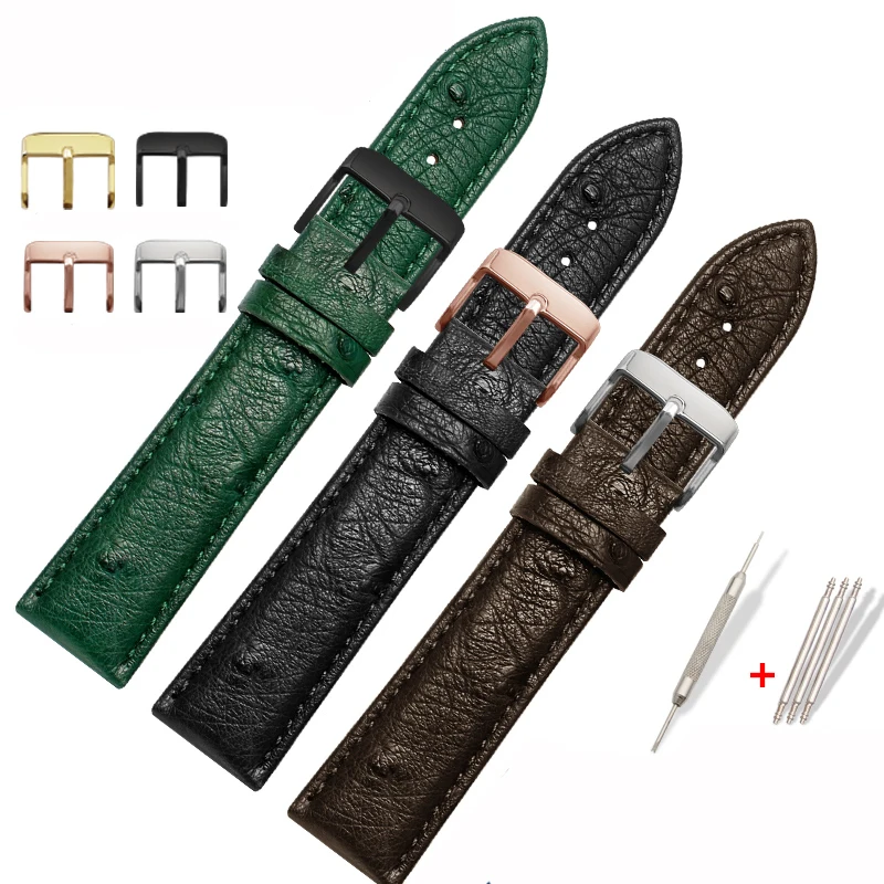 18Mm 20Mm 21Mm 22Mm Cinturino In Vera Pelle Di Struzzo Cinturino Universale Fit Tissot Omega Plum Bracciale Cinturino Nero Verde