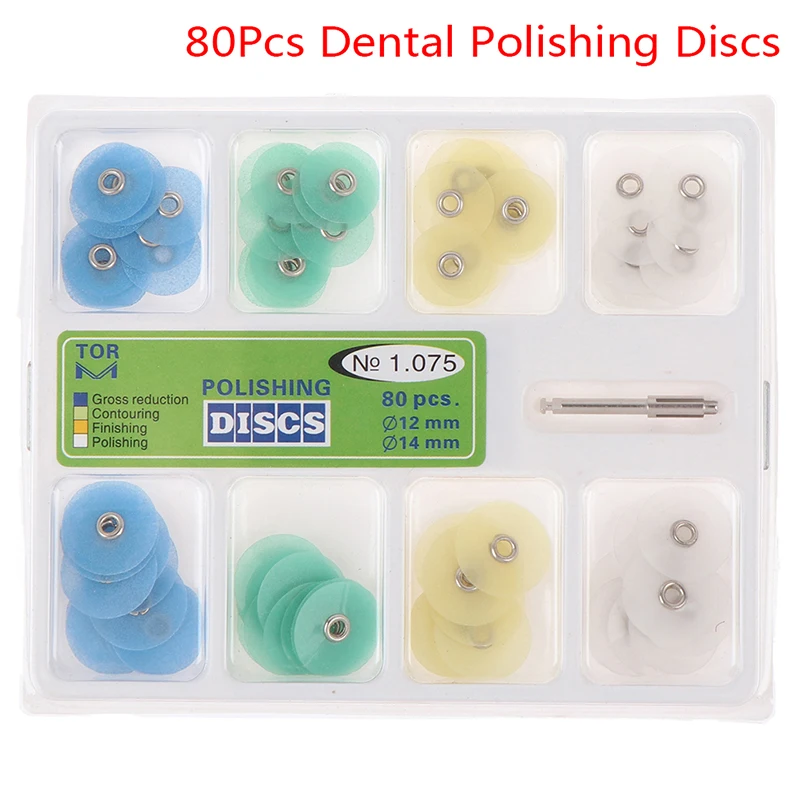 

80Pcs Dental Polishing Discs Gross Reduction Contouring Dental Polishing Strips Mandrel Set Materials Teeth Whitening