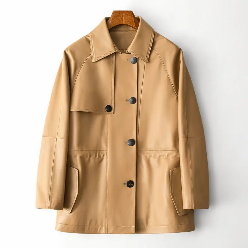 

Женская куртка средней длины, весенняя куртка из натуральной овечьей кожи, 100