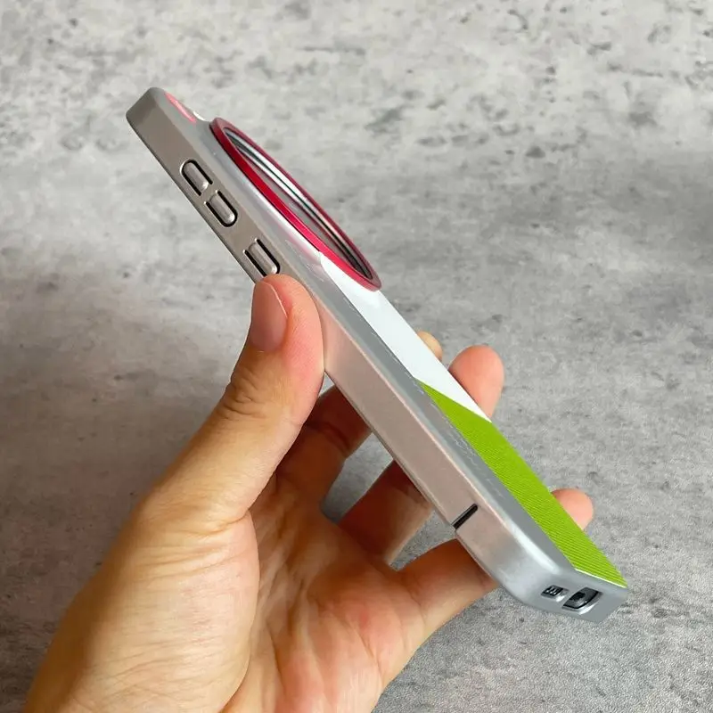 Elegant Vertical Striped Leather Case with Camera-Style Protection and Shockproof Bumper
