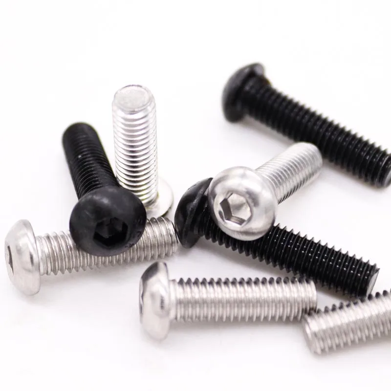 

5/10/50 M1.6 M2 M2.5 M3 M4 M5 M6 M8 304 Stainless Steel Black Grade 10.9 ISO7380 Hexagon Hex Socket Head Button Allen Bolt Screw