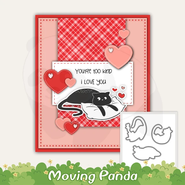 Adorable Pet Cats Hearts Clear Stamps Cutting Dies For Card Making DIY Scrapbooking Metal Dies Silicone Stamps Albums Decor