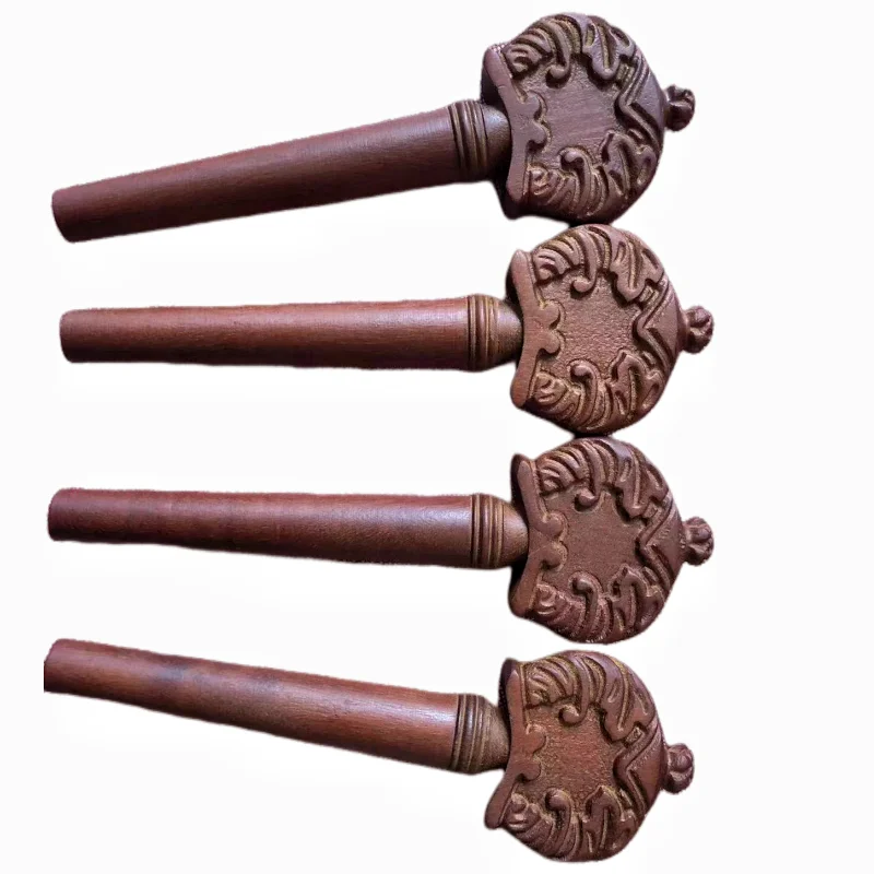 4/4 professional Carved Cello Peg Winder String Tuning Pin Ebony Rosewood 4pcs High Quality Cello Pegs Accessories